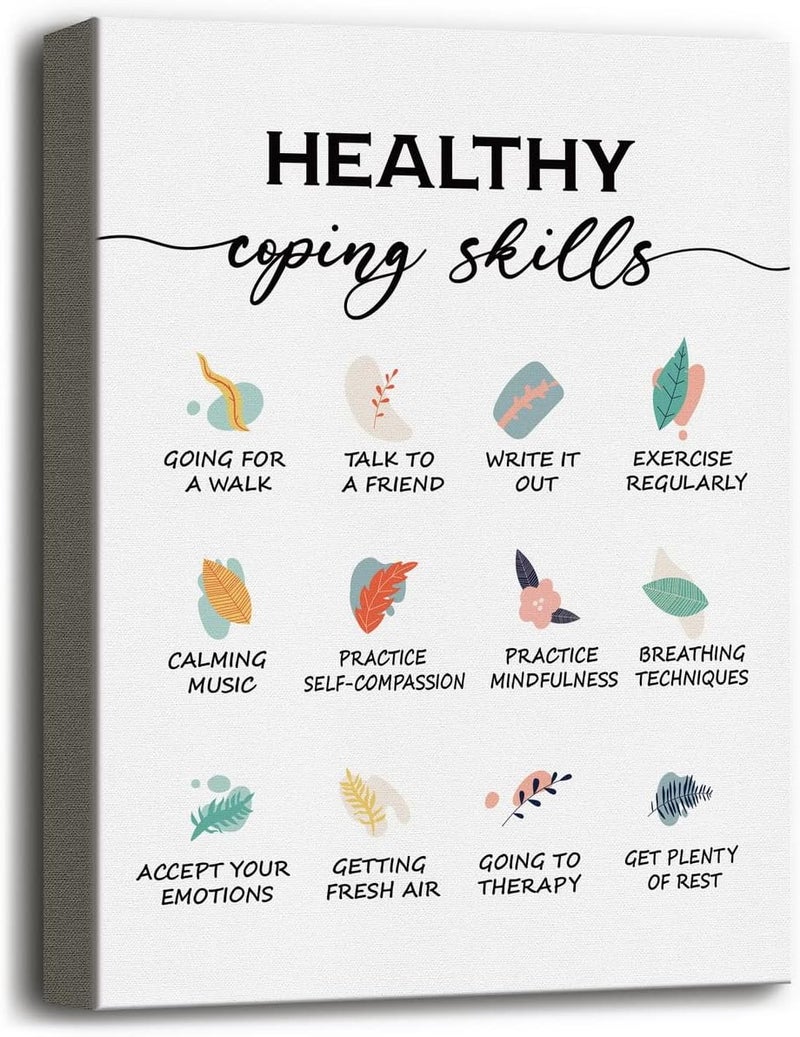 WKYAER Coping Skills Canvas Wall Art for Mental Health - Image 1