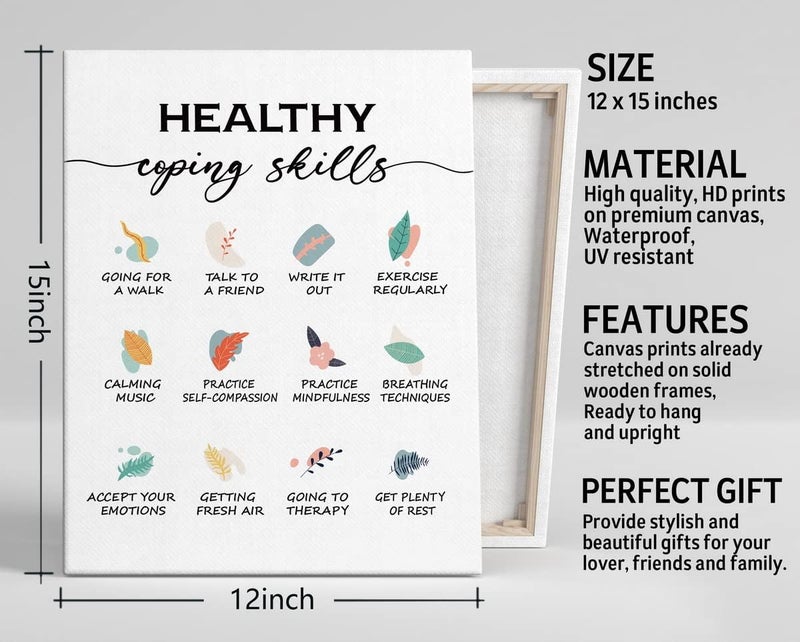 WKYAER Coping Skills Canvas Wall Art for Mental Health - Image 3