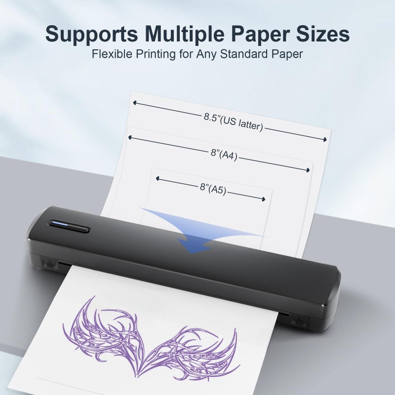 NULLTONEX Portable Thermal Printer - Tattoo Stencil Machine - Wireless Bluetooth Inkless Printer, Supports 8.5 x 11 Letter A4 A5 Sizes, Perfect for Business Travel Home Tattooist - Laptop Smartphone and PC - Image 5