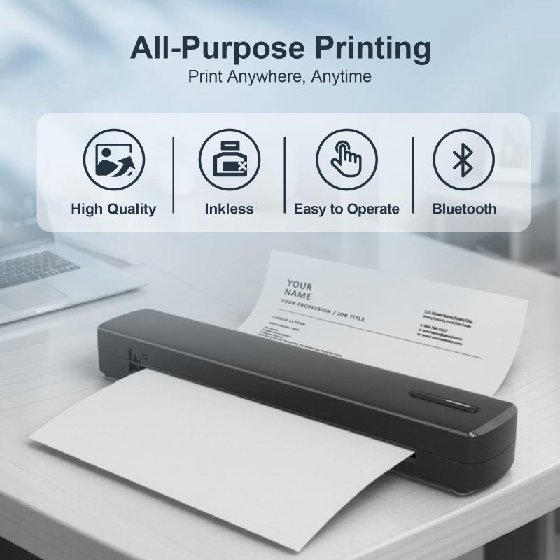 NULLTONEX Portable Thermal Printer - Tattoo Stencil Machine - Wireless Bluetooth Inkless Printer, Supports 8.5 x 11 Letter A4 A5 Sizes, Perfect for Business Travel Home Tattooist - Laptop Smartphone and PC - Image 4