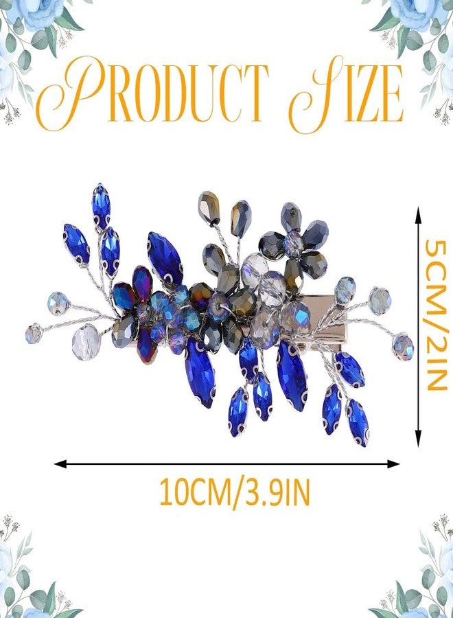 Latious Blue Crystal Hair Clips Rhinestone Bridal Hair Barrettes Accessories for Women and Girls - Image 3