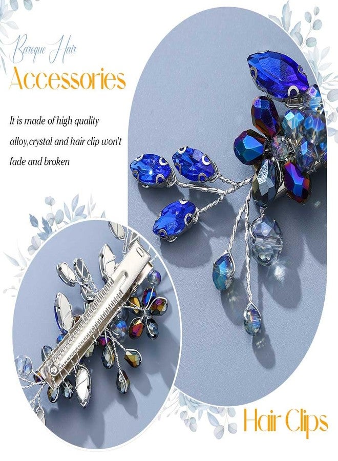 Latious Blue Crystal Hair Clips Rhinestone Bridal Hair Barrettes Accessories for Women and Girls - Image 5