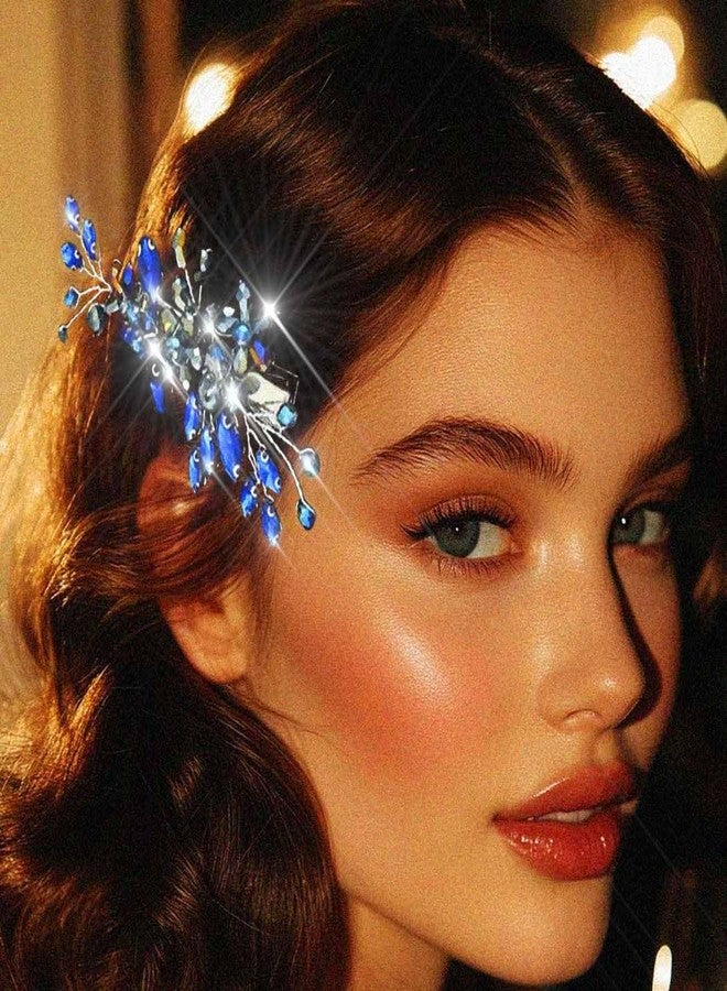 Latious Blue Crystal Hair Clips Rhinestone Bridal Hair Barrettes Accessories for Women and Girls - Image 2