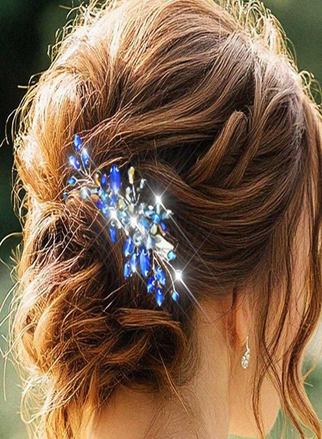 Latious Blue Crystal Hair Clips Rhinestone Bridal Hair Barrettes Accessories for Women and Girls - Image 4