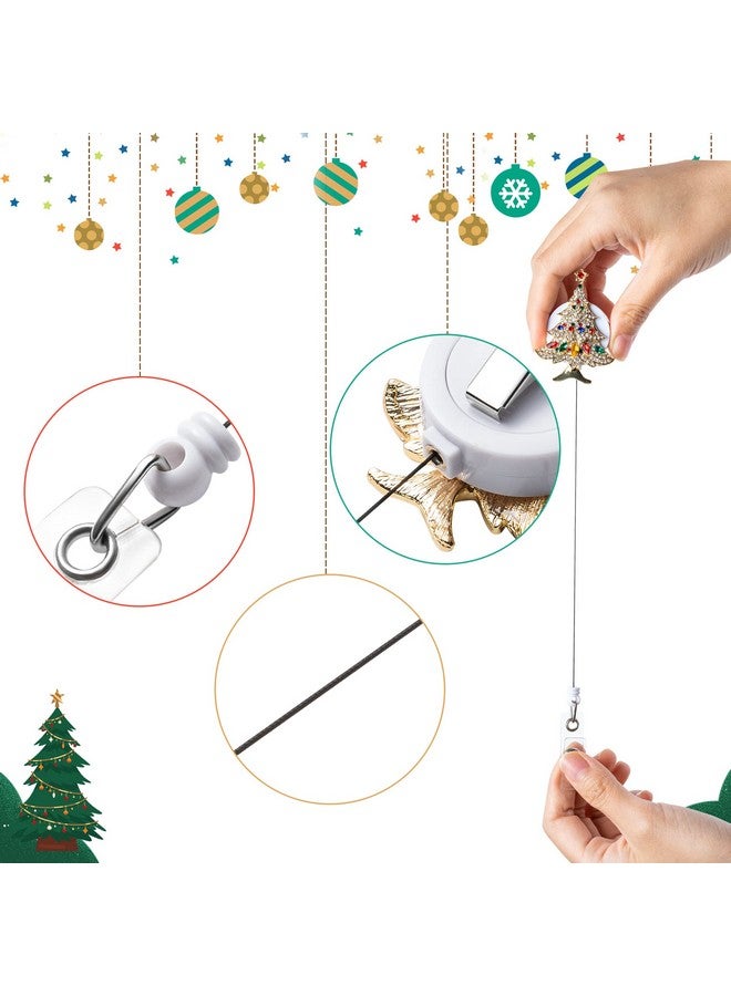 ANGOLIO 3Pcs Christmas Rhinestone Badge Reels Retractable, Christmas Tree Badge Reel Id Badge Holder Decorative Name Badge With Belt Clip For Students Teachers Girls Nurse Christmas Gift - Image 3