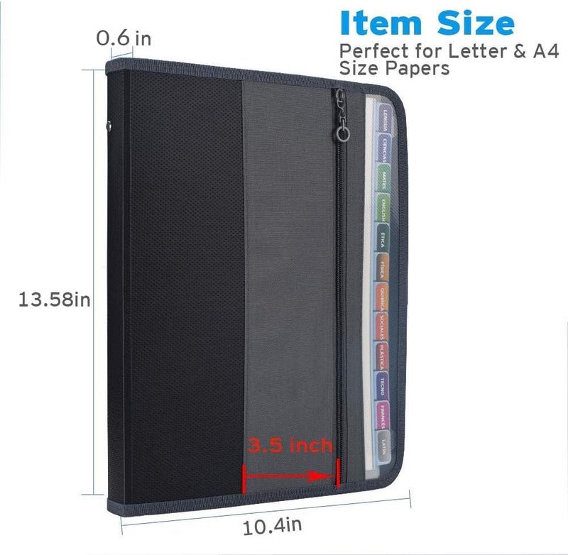 Sooez Accordion File Organizer with Safe Zipper, 12 Pocket Expanding File Folder with Front Pencil Pouch, Portable Monthly Paper Bill Tax Receipt Organizer, School Office Supplies, Letter Size, Grey - Image 3