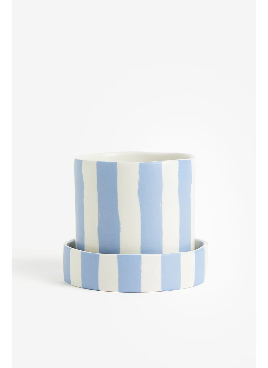 H&M Patterned Plant Pot And Saucer