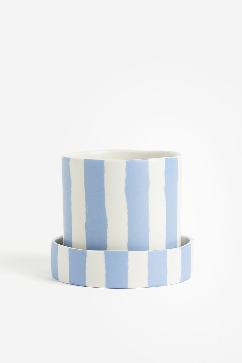 H&M Patterned Plant Pot And Saucer  - Image 1