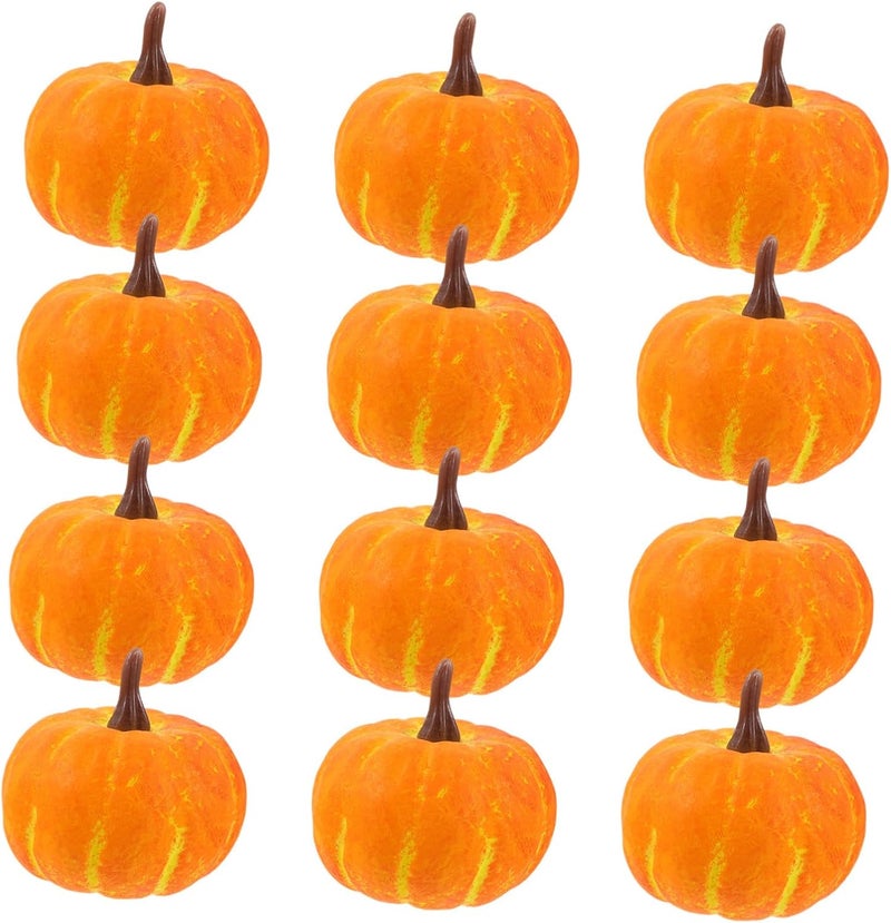 ABOOFAN 12pcs Mini Artificial Pumpkins Realistic Decor for Fall Harvest Thanksgiving Halloween and Home Styling for Table Centerpieces and Scene Layouts - Image 1
