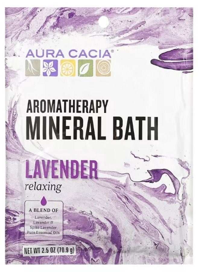 Aura Cacia Aromatherapy Mineral Bath Relaxing Lavender 2.5 oz 70.9 g  - Image 1