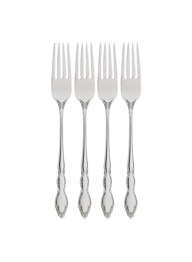 أونيدا طقم شوك سلطة من ونيدا دوفر، مصنوع من الفولاذ المقاوم للصدأ 18/10، آمن للاستخدام في غسالة الأطباق. يتضمن 4 شوكات مسطحة فاخرة. - Image 1