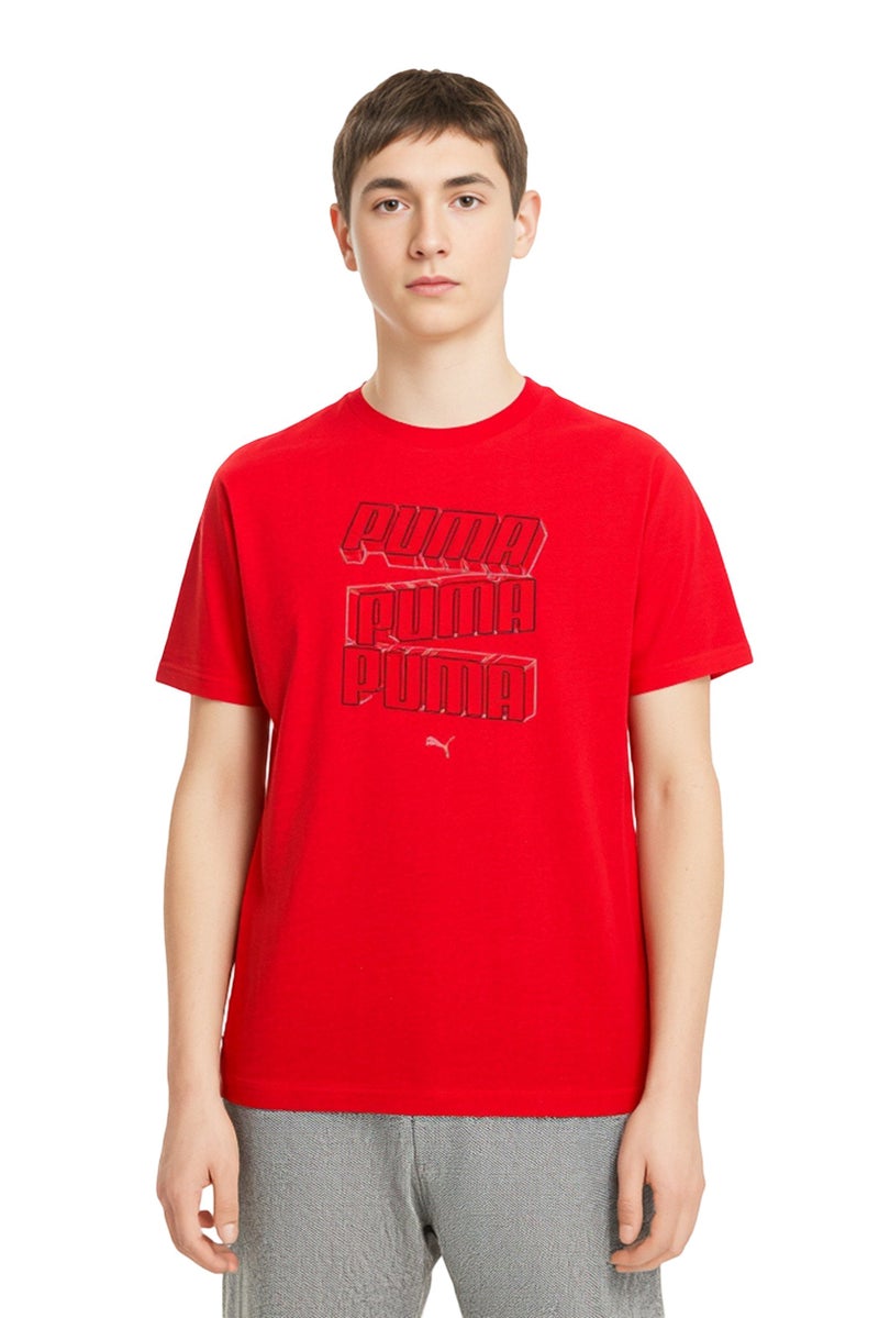 PUMA Kids Boy Sportswear Fit Short Sleeve Training T-Shirt, Red - Image 1