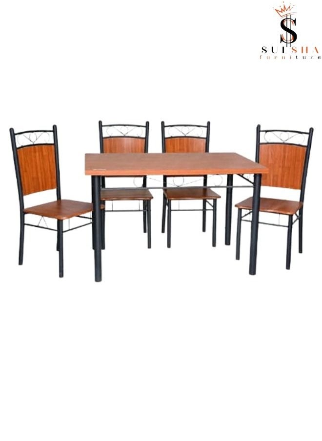 Wooden Steel 4 Seater Dining Table And Chair Set Brown - pzsku/Z27C725F906D86DD404BEZ/45/_/1680994010/93e0056f-e079-45bb-a2a8-3b679e1fb871