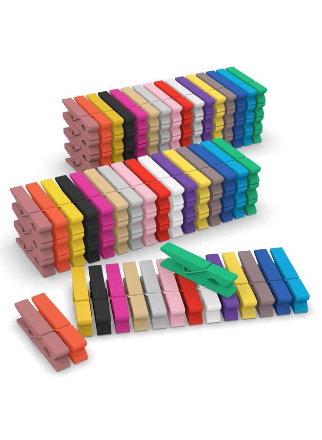 JABINCO (Pack of 128) Mini Wooden Colored clothespins,16 coloers Each 8pcs - Image 1