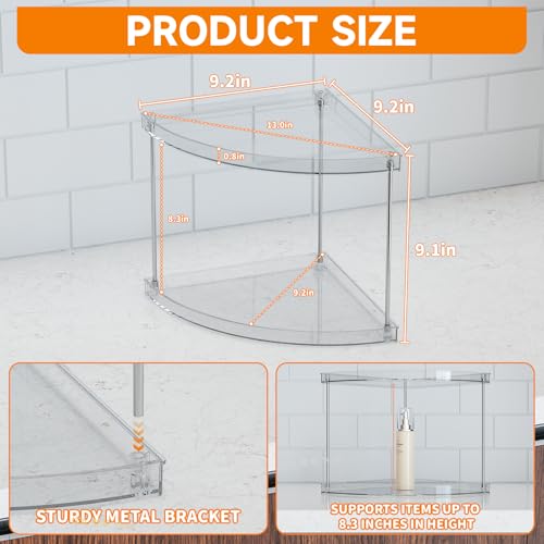 Yieach Clear Corner Bathroom Counter Organizer,2Tier Tiered Countertop Corner Shelf for Perfume,Beauty Products,Makeup Organizer,Skincare Organizers,Vanity Storage Tray for Bedroom,Bathroom Sink Shelf - Image 2