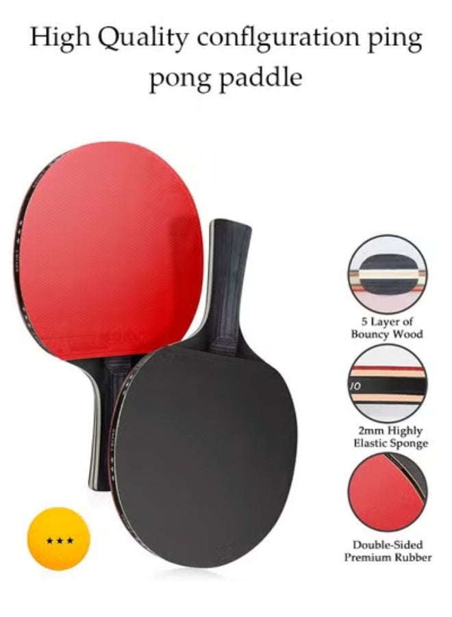 DUNISO 2 Long-Handled Table Tennis Rackets With Three Three-Star Ping Pong Balls, High-Performance Set With Net, Table Tennis Racket Set, Ideal For Skill Development, With Retractable Net, Suitable For Indoor Table Tennis And Outdoor Sports - Image 4