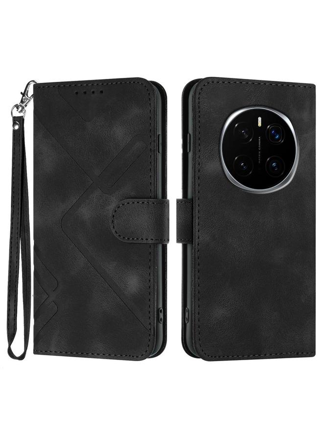 جرين تايجر جراب هاتف Honor Magic7 Pro بنمط خطوط من الجلد الملمس - Image 1