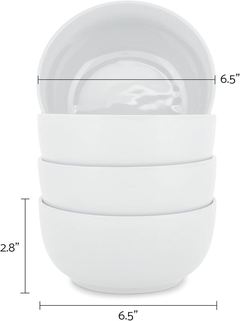 Elanze Designs Bistro Glossy Ceramic 65 inch Dinnerware Bowls Set of 4  Perfect for Everyday uses from Soup Pasta Salad Cereal Ice cream Ramen and Pho White - Image 3