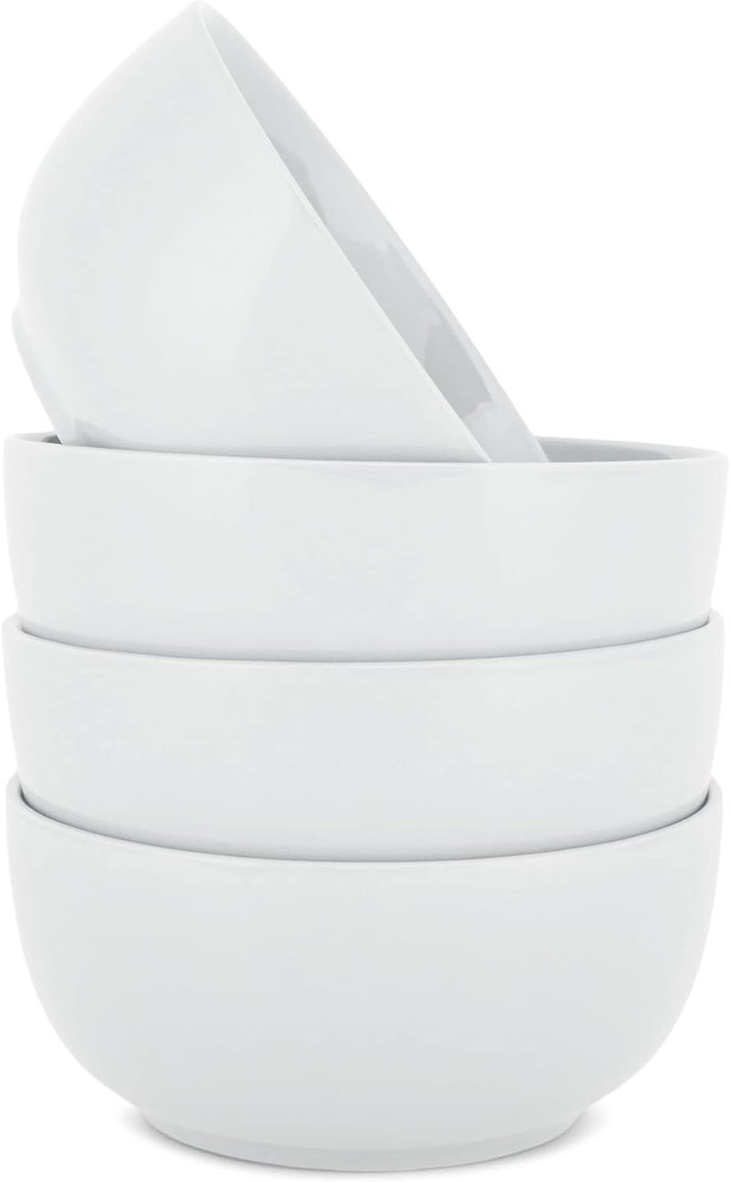 Elanze Designs Bistro Glossy Ceramic 65 inch Dinnerware Bowls Set of 4  Perfect for Everyday uses from Soup Pasta Salad Cereal Ice cream Ramen and Pho White - Image 1