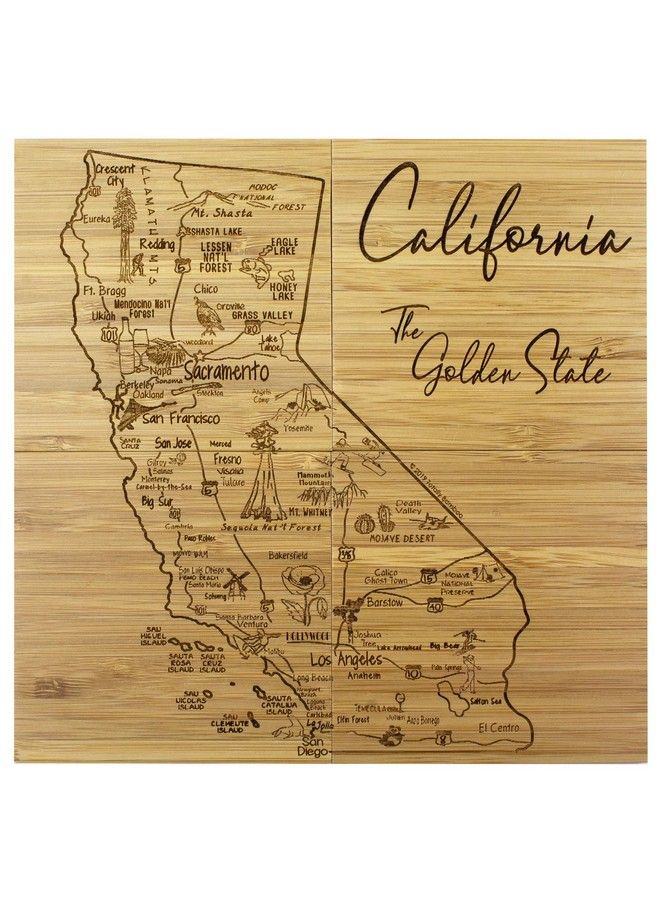 Totally Bamboo California State Puzzle 4 Piece Bamboo Coaster Set With Case - Image 3