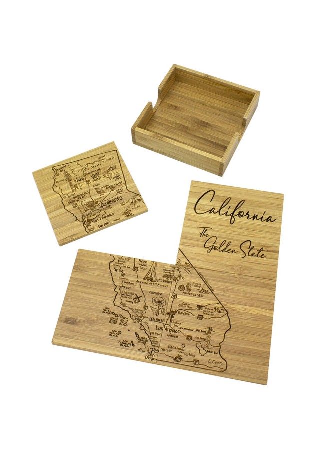 Totally Bamboo California State Puzzle 4 Piece Bamboo Coaster Set With Case - Image 2