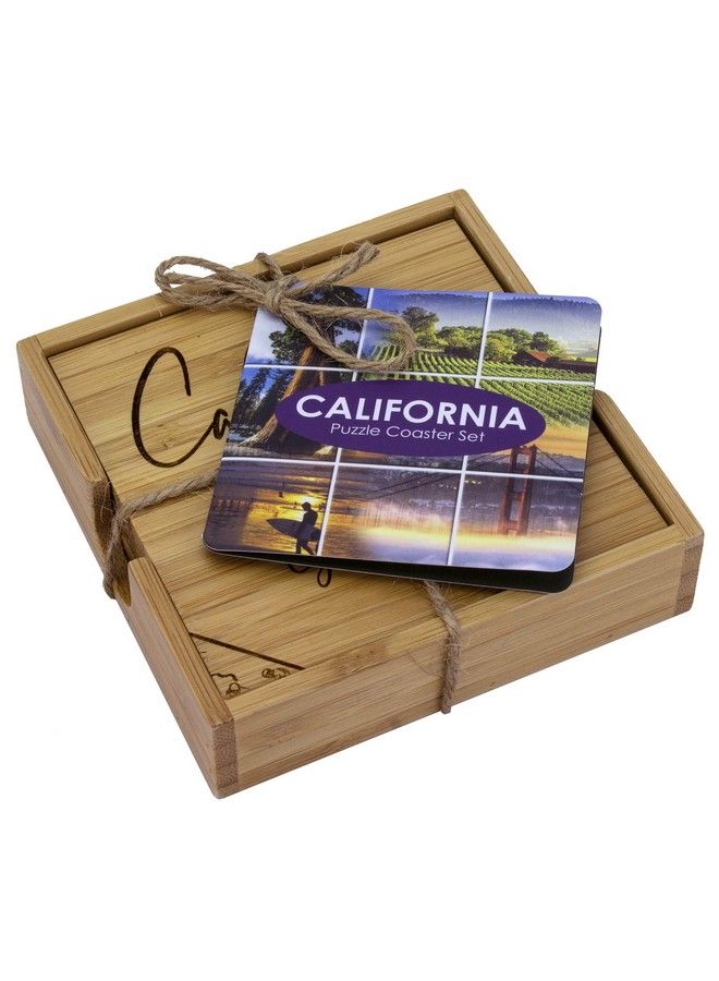 Totally Bamboo California State Puzzle 4 Piece Bamboo Coaster Set With Case - Image 5