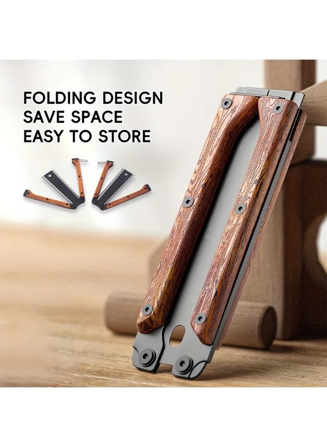 Wooden Handle Folding Saw Double Sided Serrated Blade Teflon Coating Anti Jam - Image 2