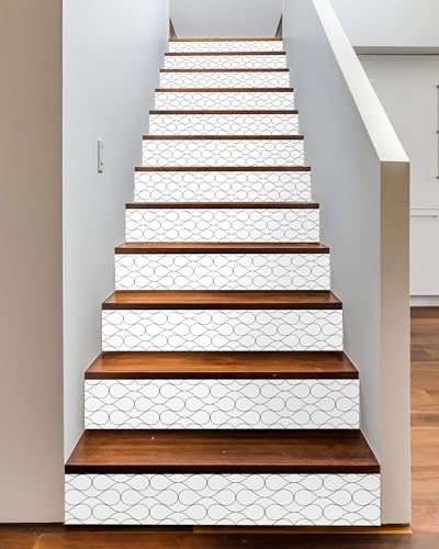 FLFK Modern Grid Stair Stickers - Set of 15, Peel and Stick Stair Riser Decals, 39.3"x7.08" - Image 4