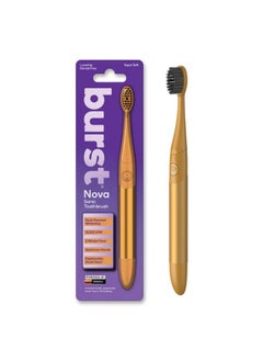 Burst Nova Sonic Toothbrush (Orange) | Sonic Powered Teeth Whitening | Super-Soft Bristles | 18,000VPM | 2 Minute Timer | Aluminum Handle | Replaceable Brush Head | Compact Size | with AAA Battery