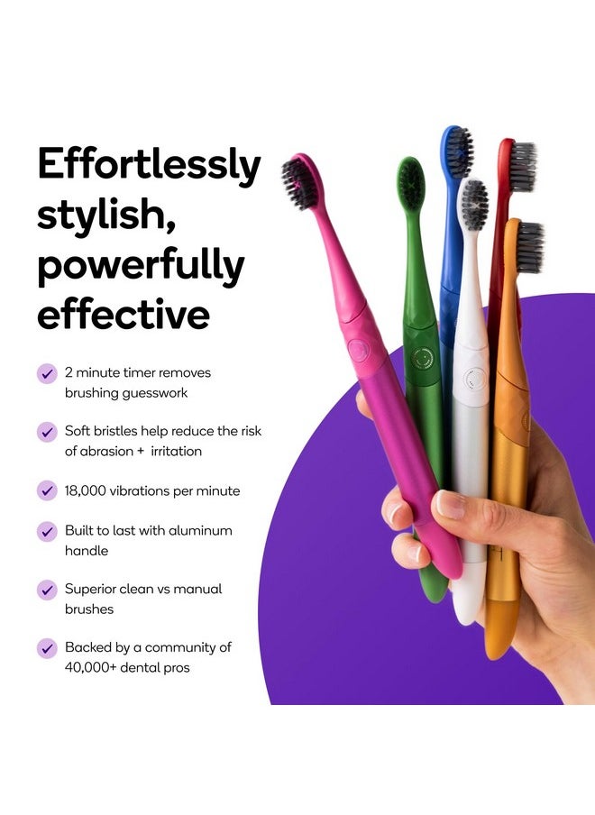 BURST - Burst Nova Sonic Toothbrush (Orange) | Sonic Powered Teeth Whitening | Super-Soft Bristles | 18,000VPM | 2 Minute Timer | Aluminum Handle | Replaceable Brush Head | Compact Size | with AAA Battery - Image 1