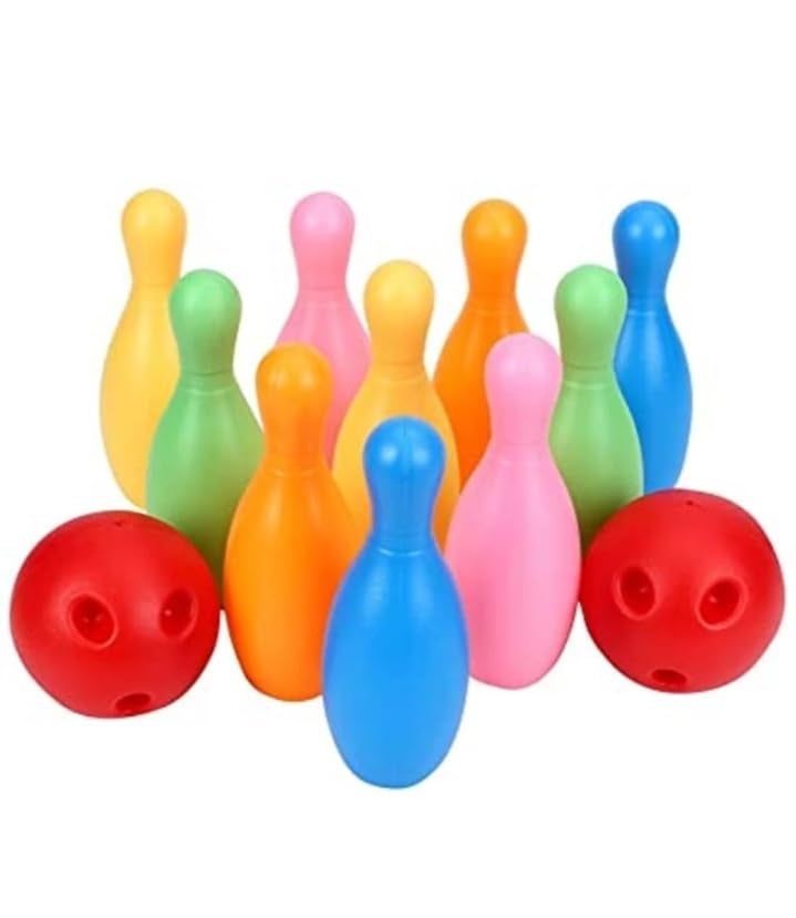 Manos Kids Bowling Set, 10 Colourful Pins and 2 Bowling Balls, Indoor Outdoor Game - Image 3