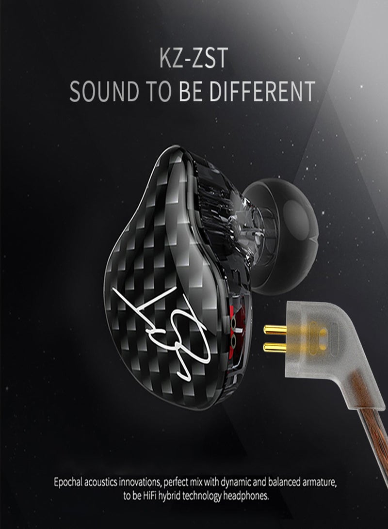 KZ ZST 1BA+1DD Hybrid Drivers HIFI Music Earphone, 3.5mm Wired In-Ear Headphones for Sports & Gaming with Detachable  Cable - Image 5