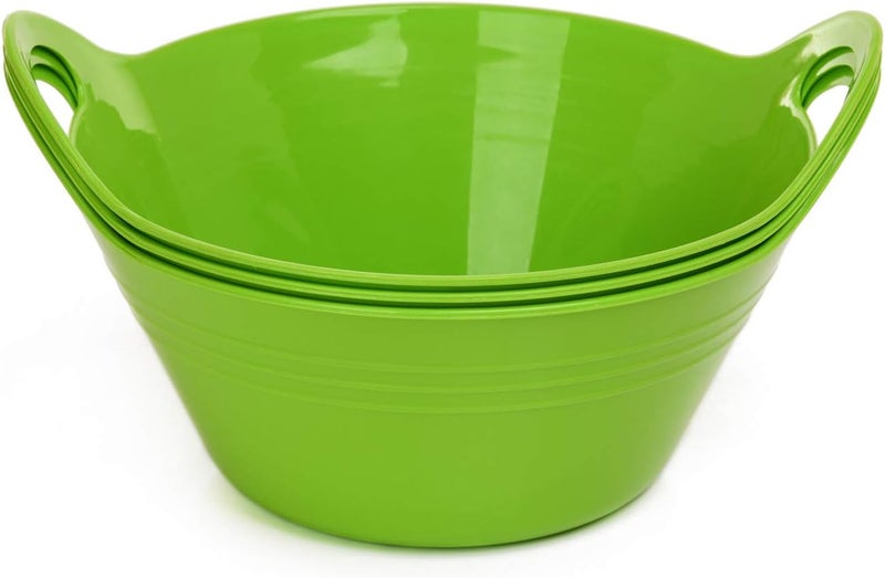 Mintra Office Mintra Home Plastic Bowls with Handles 970ml Small 3pk Green  675inW x 3inH  for snacks candy popcorn gift basket lightweight serving bowl for party 3 Pack - Image 2