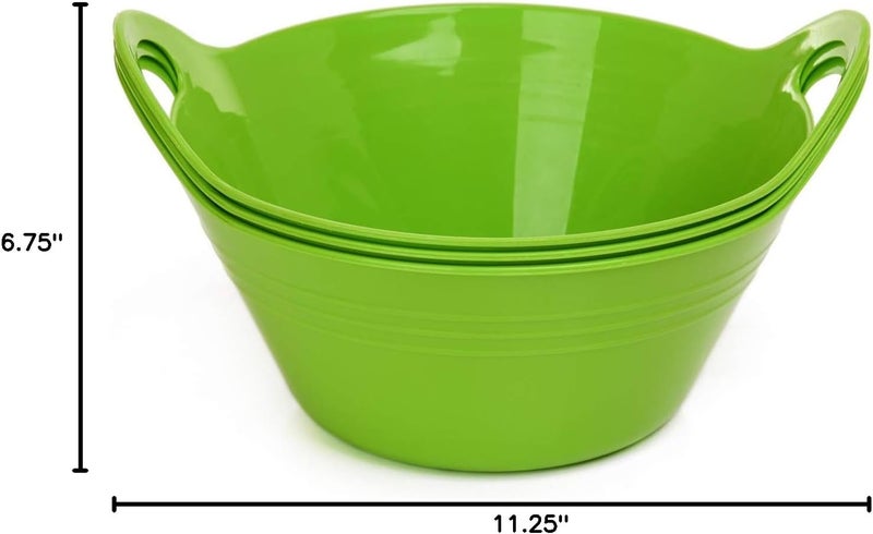 Mintra Office Mintra Home Plastic Bowls with Handles 970ml Small 3pk Green  675inW x 3inH  for snacks candy popcorn gift basket lightweight serving bowl for party 3 Pack - Image 5