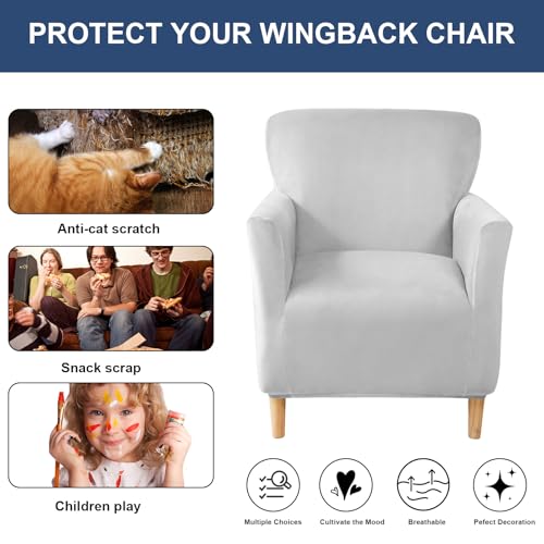 HAOYONG Banquet Armchair Slipcover Stretch Velvet Chair Covers 1-Piece Armchair Sofa Covers Soft Arm Chair Cover Removable Washable Single Couch Covers Furniture Protector for Living Room - Set of 1 - Image 5