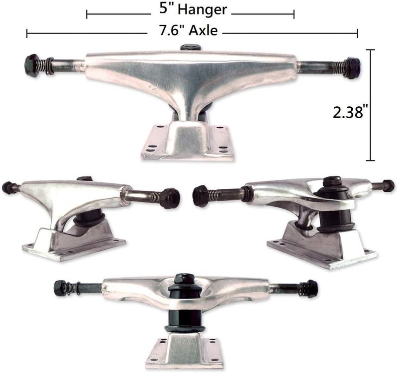 VJ 5.0 Skateboard Trucks, Skateboard Wheels 52mm, Skateboard Bearings, Skateboard Pads, Skateboard Hardware 1" - Image 2