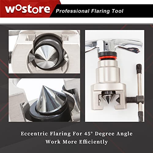 Wostore Flaring Tools Set 2 Flaring Bar for 15 Dies Sizes Eccentric Cone Refrigeration HVAC with Tube Cutter and Reamer - Image 5