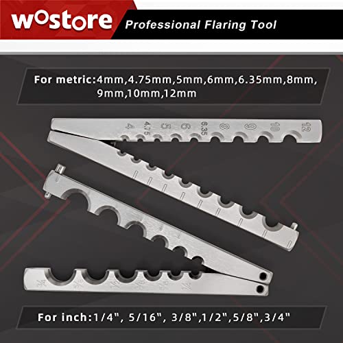 Wostore Flaring Tools Set 2 Flaring Bar for 15 Dies Sizes Eccentric Cone Refrigeration HVAC with Tube Cutter and Reamer - Image 4