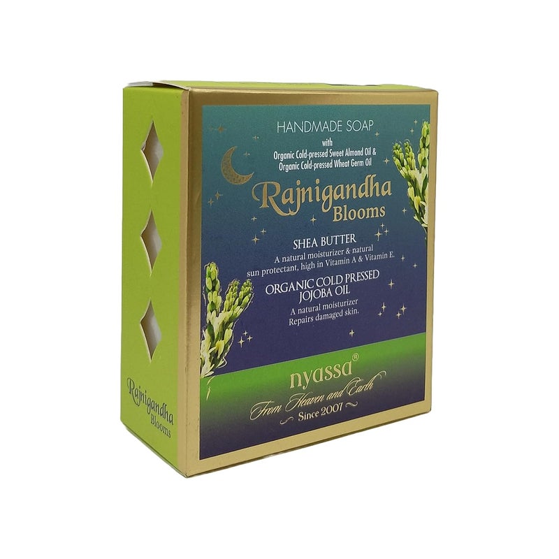 Nyassa Rajnigandha Blooms Handmade Natural Bathing Soap with Shea Butter Organic Cold Pressed Jojoba Oil 150gm - Image 2