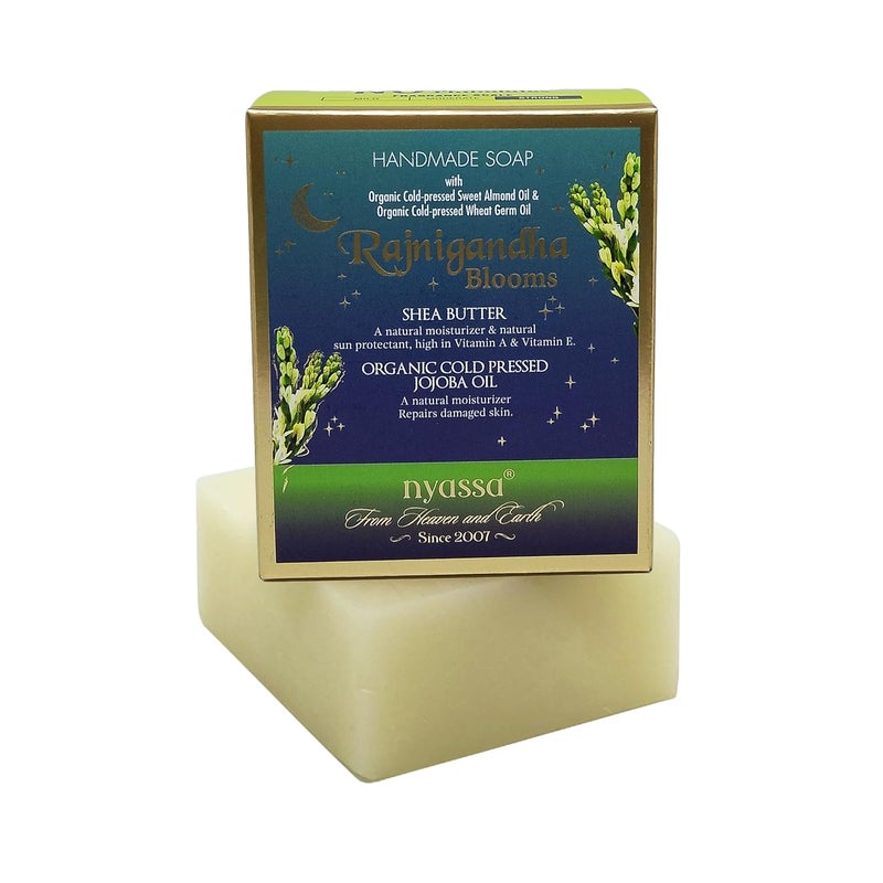 Nyassa Rajnigandha Blooms Handmade Natural Bathing Soap with Shea Butter Organic Cold Pressed Jojoba Oil 150gm - Image 1