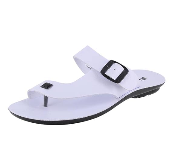 FLITE Men's Slippers/Thong Slippers for Men/Leather Slippers for Gents/PU slippers for Boys (White, numeric_10) - Image 4