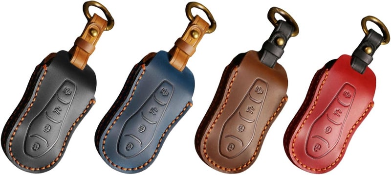 7Cylinder TPU Leather 4 Button Key Case - Signal Friendly Anti Scratch Protective Cover for Geely Vehicles (Red) - Image 1