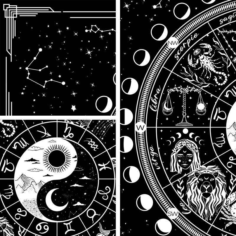 Kanuyee Twelve Constellation Tapestry Black And White  Sun And Moon  Yin And Yang Tapestry Mystic Wall Hanging Tapestry For Home Decor (50""X60"") - Image 5