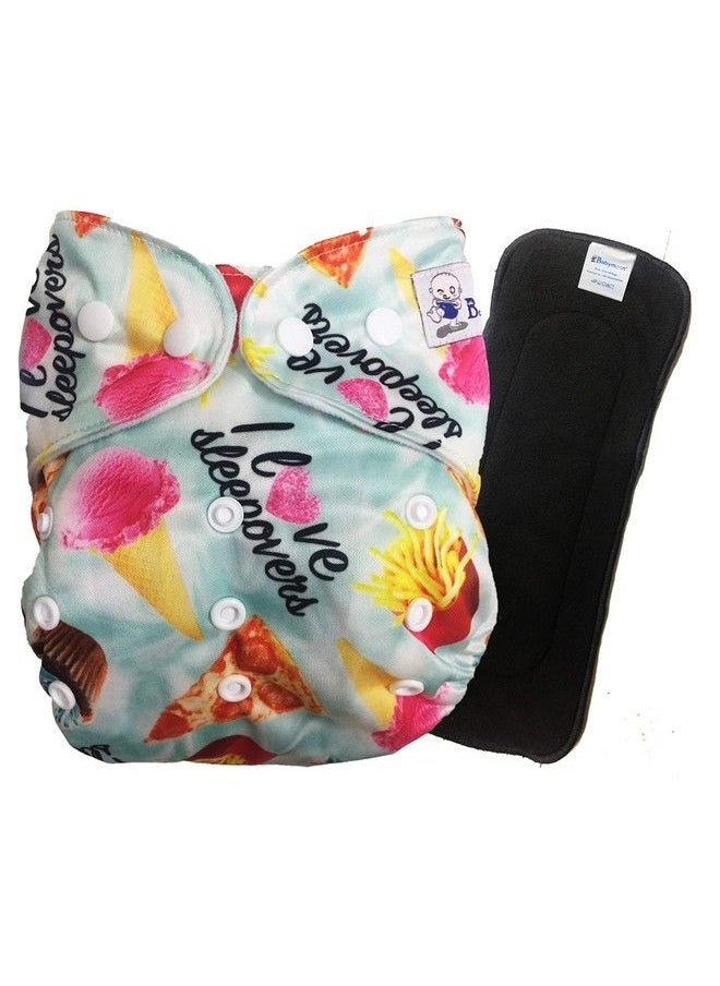 BabyMoon (Set Of 2) 1 Cloth Diaper With 5Layers Charcoal Bamboo Insert) Premium Adjustable Reusable Cloth Diaper (Frenchfries)  - Image 1