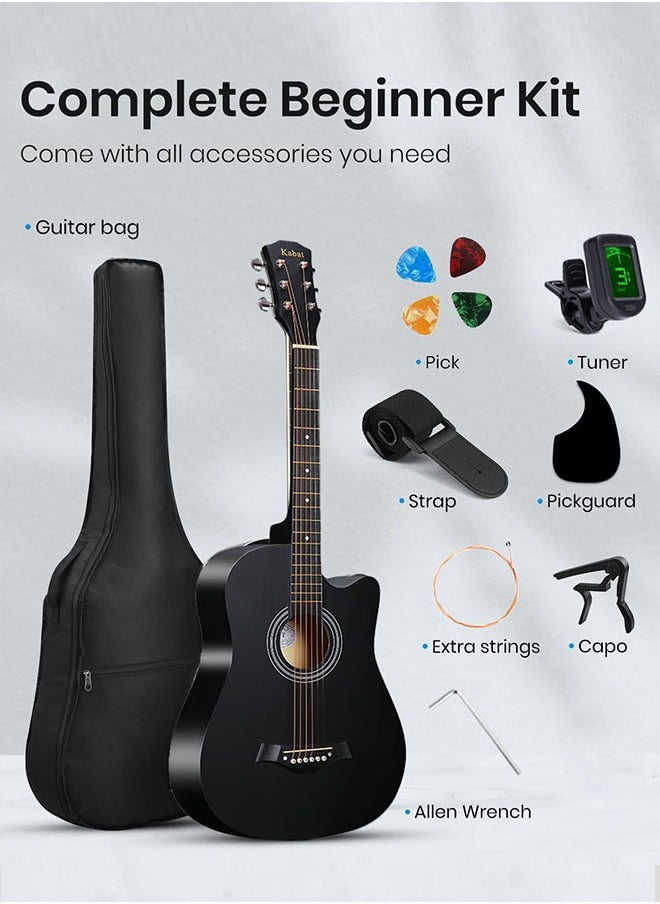 Tiokkss 38-Inch Acoustic Guitar for Beginner Adult Teen Full Size Guitarra Acustica with Gig Bag, Tuner, Picks, Strings, Capo, Strap Right Hand  - Image 2