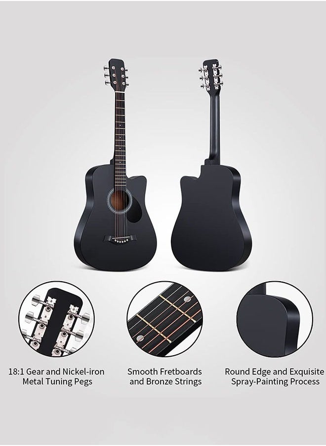 Tiokkss 38-Inch Acoustic Guitar for Beginner Adult Teen Full Size Guitarra Acustica with Gig Bag, Tuner, Picks, Strings, Capo, Strap Right Hand  - Image 3
