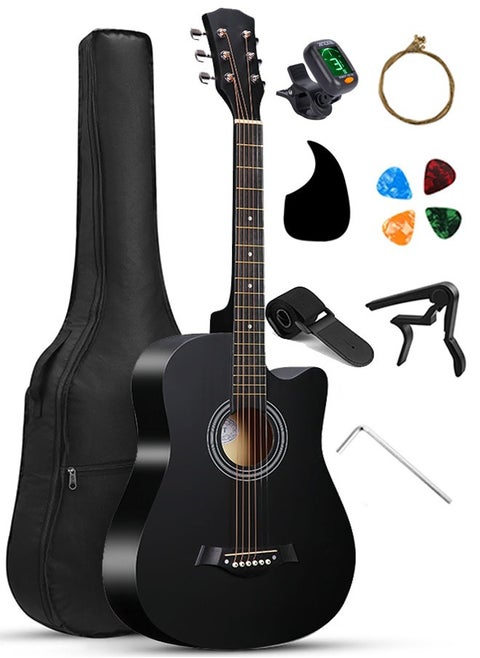 38-Inch Acoustic Guitar for Beginner Adult Teen Full Size Guitarra Acustica with Gig Bag, Tuner, Picks, Strings, Capo, Strap Right Hand