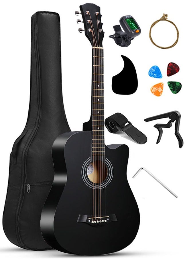 Tiokkss 38-Inch Acoustic Guitar for Beginner Adult Teen Full Size Guitarra Acustica with Gig Bag, Tuner, Picks, Strings, Capo, Strap Right Hand  - Image 1