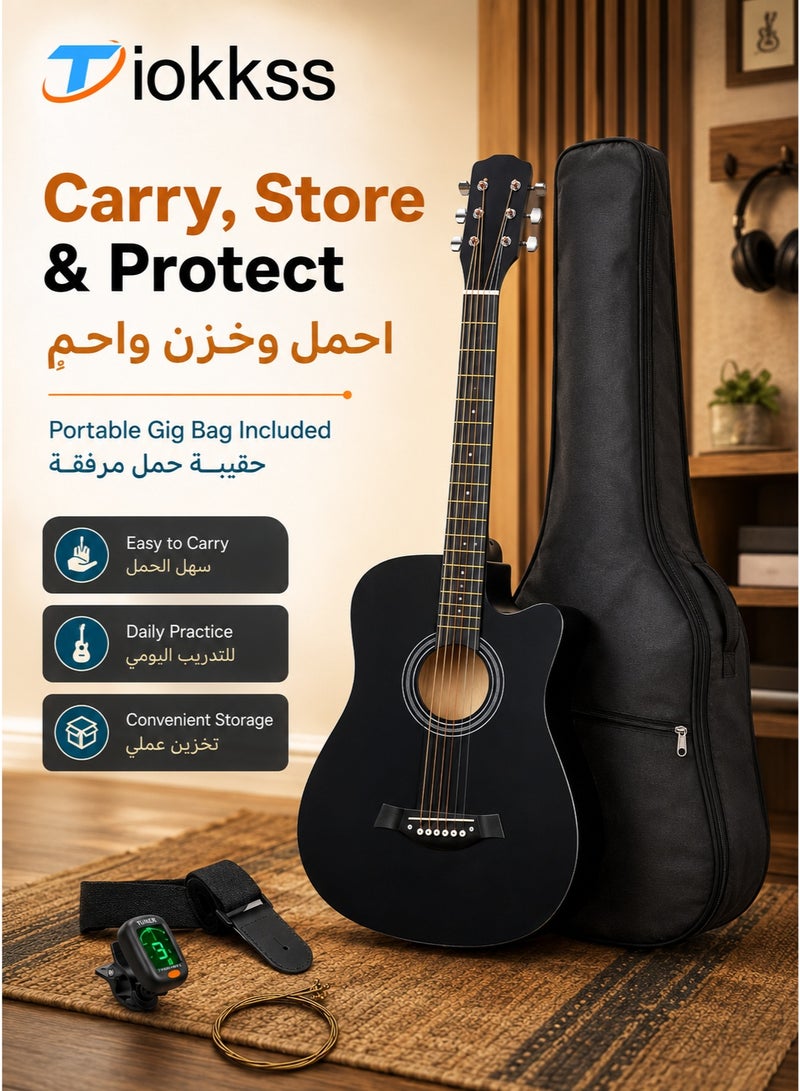 Tiokkss 38 Inch Guitar for Beginner Adult Teen Full Size Guitarra Acustica with Gig Bag, Tuner, Picks, Strings, Capo, Strap Right Hand - Image 5