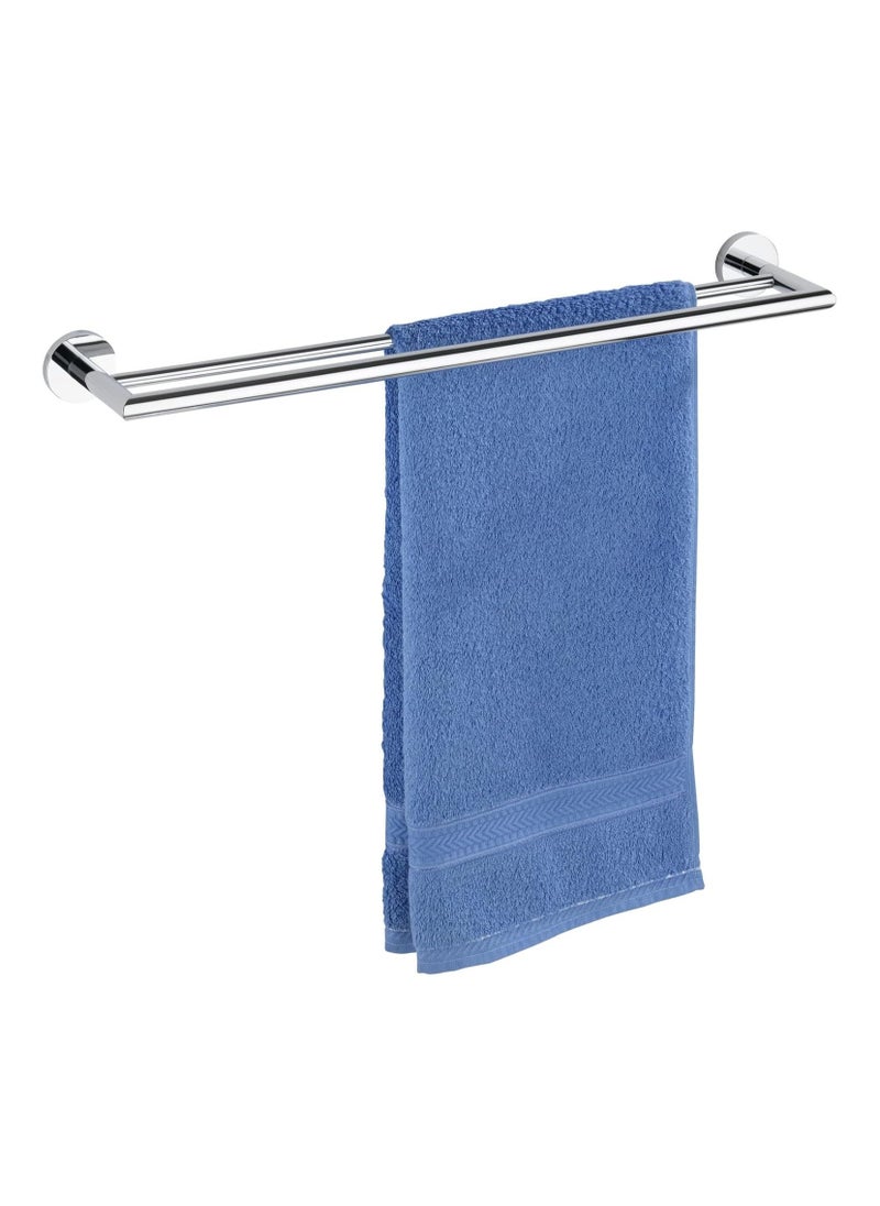 Wenko - WENKO Power-Loc bath towel rail Duo Revello - attaches without drilling, double rail, brass, chrome - Image 1